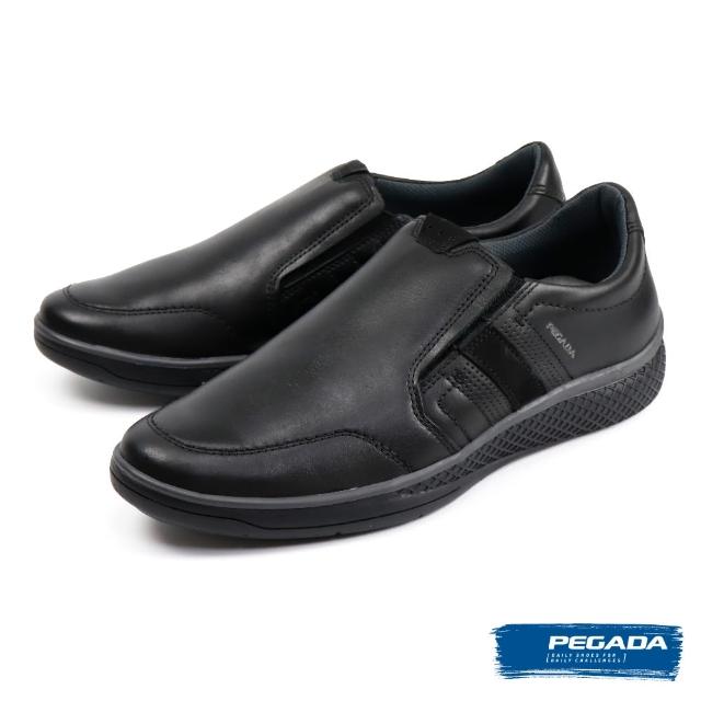 【PEGADA】簡約真皮休閒懶人鞋 黑色(170982-BL)