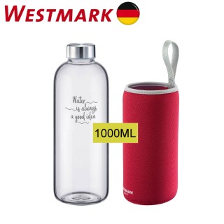 【德國WESTMARK】玻璃冷水壺1000ML紅(送潛水衣保護套)