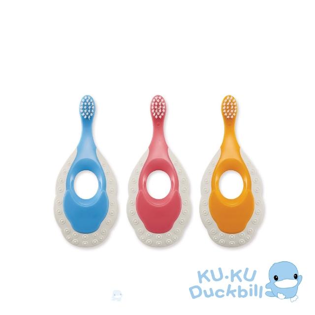 【KU.KU. 酷咕鴨】幼兒護齒乳牙刷3入(藍/粉/黃)