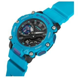 【CASIO 卡西歐】G-SHOCK 碳核心防護碟盤造型雙顯錶-藍色(GA-2200-2A)