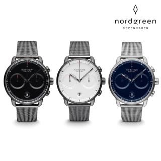 【Nordgreen 官方直營】Pioneer 先鋒 弧形藍寶石鏡面計時手錶 指針米蘭帶 42mm(均一價 多款任選)