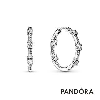 【Pandora官方直營】璀璨密鑲寶石飾條耳環圈-絕版品