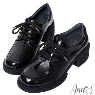 【Ann’S】小眾變大眾-漆皮綁帶厚底粗跟牛津鞋5cm-版型偏小(黑)