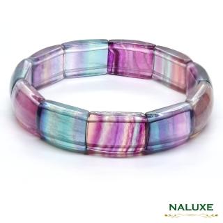 【Naluxe】寶石級千層夢幻螢石水晶手鐲型手排(智慧之石、增加創意、及分析能力、消除負能量)