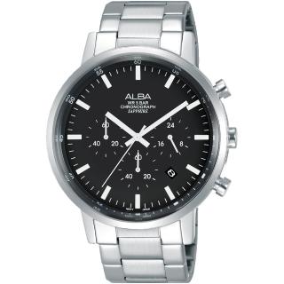 【ALBA】雅柏 Prestige 三眼酷時尚計腕錶-黑銀42mm(VD53-X296D/AT3D33X1)