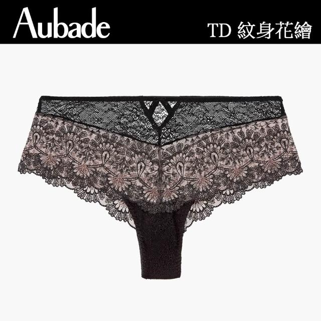 【Aubade】紋身花繪蕾絲平口褲-TD(黑)