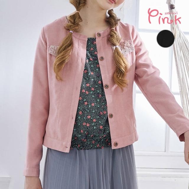 【PINK NEW GIRL】法式優雅圓領短版長袖外套 J2704SD(2色)
