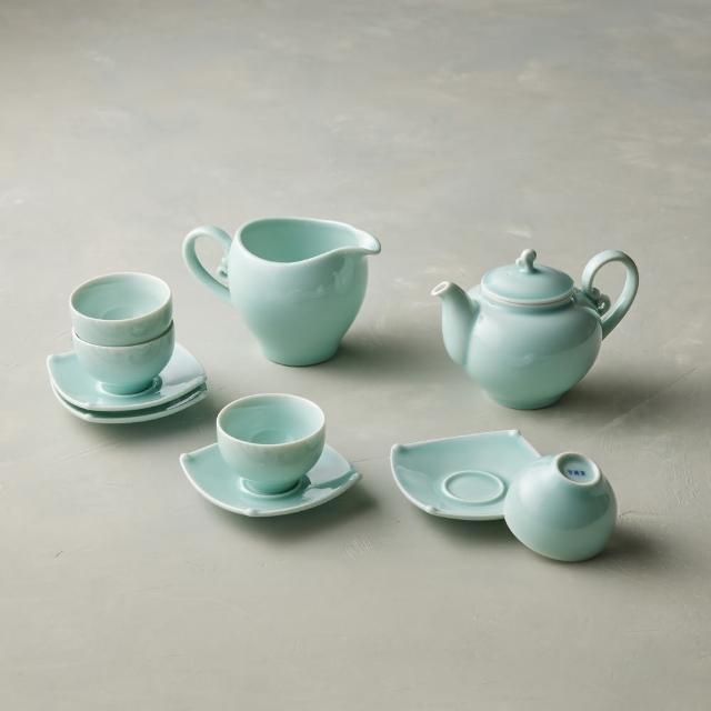 【安達窯】青瓷 - 採雲茶組 - 10件組禮盒裝(茶壺+茶海+茶杯+杯托)