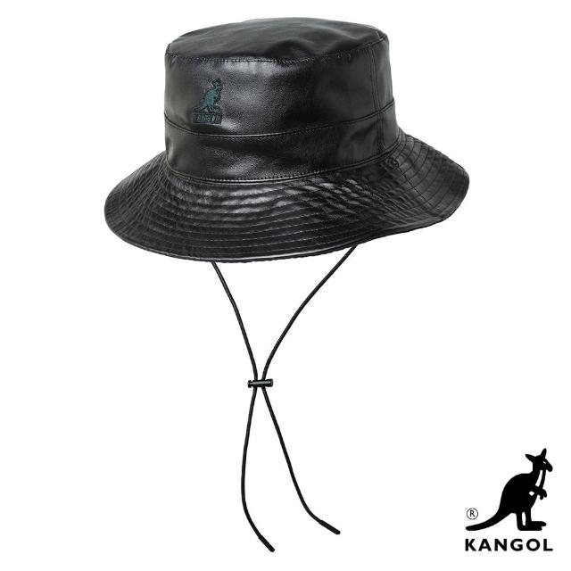 【KANGOL】FAUX LEATHER 漁夫帽(黑色)