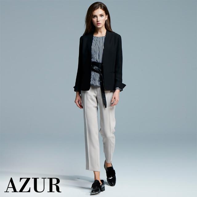 【AZUR】素面修身直筒西裝褲-2色
