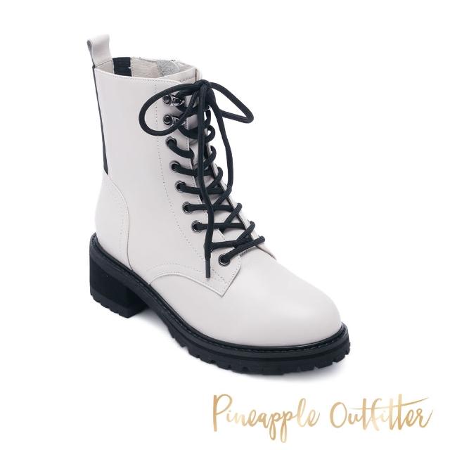 【Pineapple Outfitter】BOWEN 真皮拉鍊中筒馬丁靴(白色)