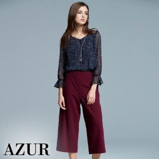 【AZUR】休閒雪紡彈性寬褲-2色
