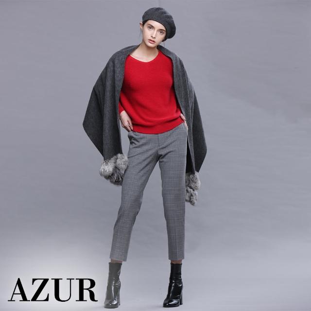 【AZUR】英倫格紋質感直筒長褲-2色
