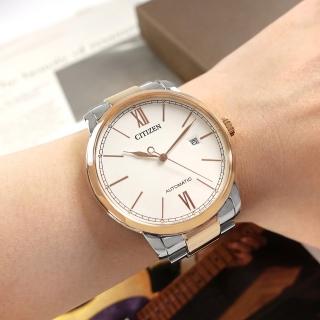 【CITIZEN 星辰】限定款 簡約時尚 機械錶 自動上鍊 日期 不鏽鋼手錶 米白x鍍玫瑰金 42mm(NJ0136-81A)