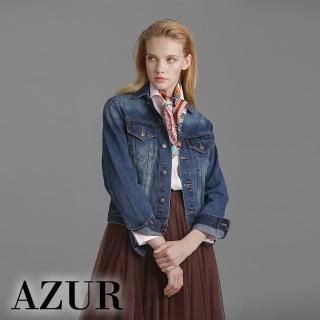 【AZUR】短版經典美式棉質牛仔短外套
