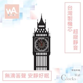 【iINDOORS 英倫家居】無痕設計壁貼時鐘 大笨鐘(台灣製造 超靜音高品質機芯)