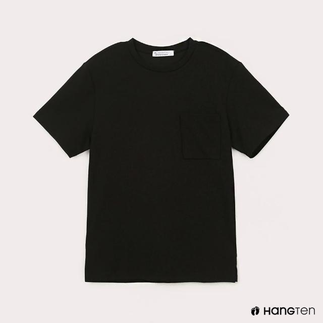 【Hang Ten】男裝-涼感吸濕快乾厚磅口袋短袖T恤-黑