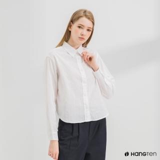 【Hang Ten】女裝-A-line版型長袖襯衫-米白