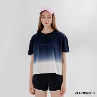 【Hang Ten】女裝-漸層設計短袖T恤-深藍