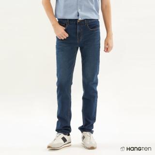 【Hang Ten】男裝-環保再生紗-STRAIGHT FIT直筒中腰丹寧褲-深藍