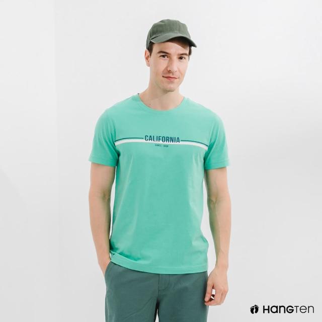 【Hang Ten】男裝-有機棉前胸文字印花T恤-綠