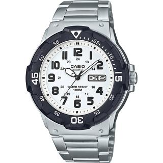 【CASIO 卡西歐】銀色型男不鏽鋼腕錶/銀x黑框(MRW-200HD-7B)