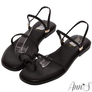 【Ann’S】網紅都想要的升級兩穿編織方頭平底涼鞋-版型偏小(黑)