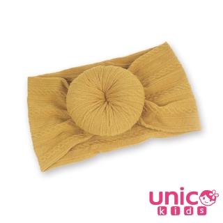 【UNICO】兒童 歐美芥茉黃柔軟透氣高彈力寬髮帶(髮飾/配件/聖誕)