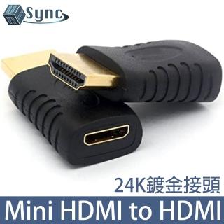 【UniSync】Mini HDMI母轉HDMI公24K鍍金轉接頭