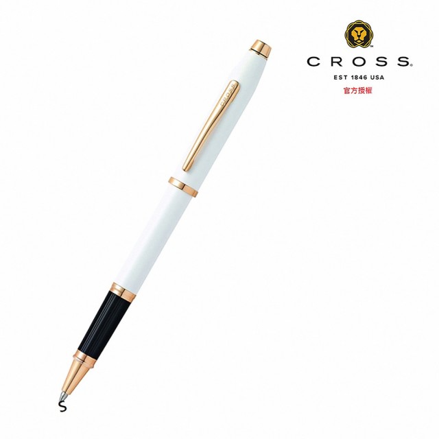 【CROSS】新世紀系列 珍珠白亮漆玫瑰金色鋼珠筆(AT0085-113)