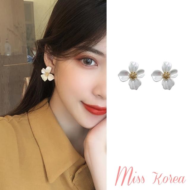 【MISS KOREA】韓國設計S925銀針清新白色花朵造型耳環