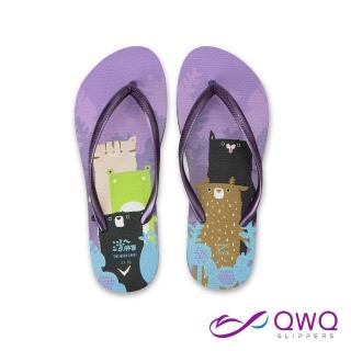 【QWQ】女款防滑夾腳拖鞋 灣A麻吉人字拖鞋 平底室外拖鞋雨鞋 麻吉一家親 星空紫 MIT(AIWA00203)