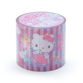 【小禮堂】Hello Kitty 日製 寬版透明膠帶 防水膠帶 包裝膠帶 寬膠帶 4cmx4m 《紫 彩色熊》