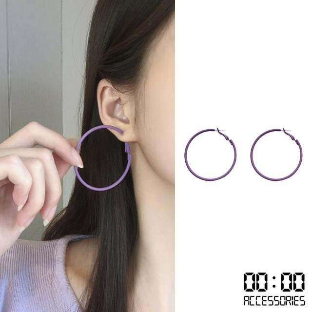 【00:00】韓國設計S925銀針個性復古紫色大圈圈耳環(3款任選)