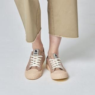 【moz】瑞典駝鹿綁帶式併色帆布餅乾鞋(可可)
