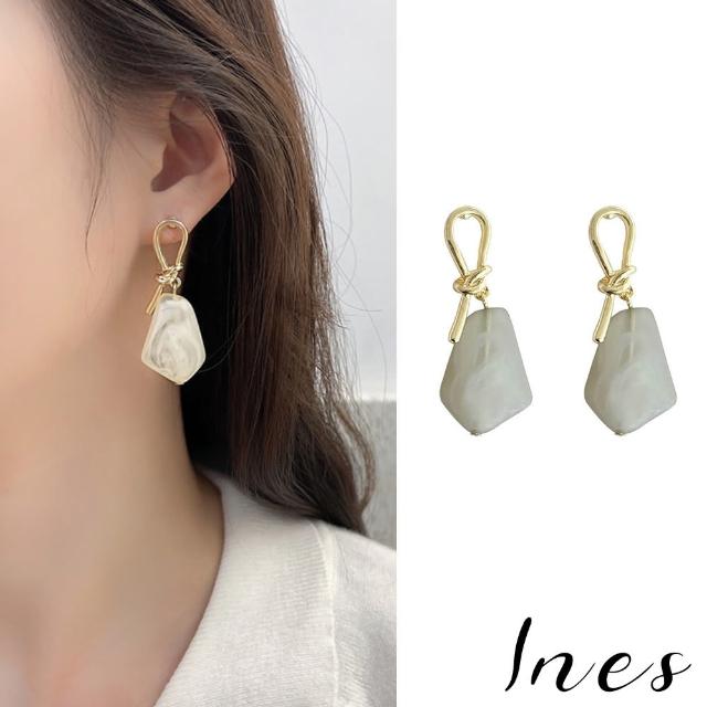 【INES】韓國設計S925銀針幾何冰晶繩結造型典雅耳環(2色任選)