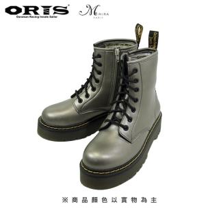 【oris 帆船鞋】MIRA反光亮面中筒靴-灰-W7509N10(真皮/手工/休閒靴)