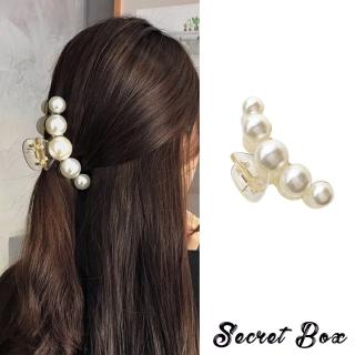 【SECRET BOX】韓國設計法式復古氣質珍珠透明抓夾 鯊魚夾 髮夾(3款任選)