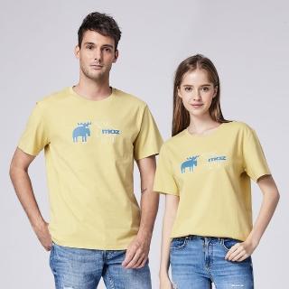 【moz】瑞典雙駝鹿印花100%純棉短T 快樂黃 男/女(亞洲版)