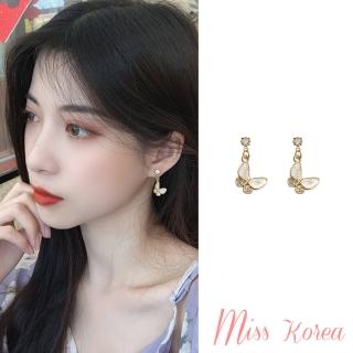 【MISS KOREA】韓國設計S925銀針微鑲美鑽氣質滴釉小巧蝴蝶造型耳環