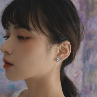【Emi 艾迷】韓系淑女氣息小雛菊點鑽925銀針耳環