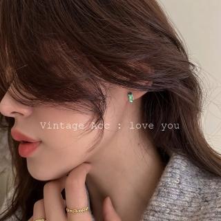 【HaNA 梨花】韓國復古貝石流光溢彩．方塊耳扣耳環