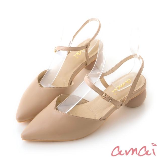 【amai】古典系美女尖頭圓跟鞋(粉)