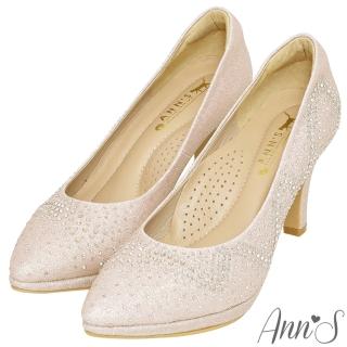 【Ann’S】溫柔流線-漸層手工燙鑽防水台高跟尖頭婚鞋8.5cm-版型偏小(粉)