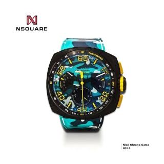 【NSQUARE】NICK CHRONO CAMO系列 迷彩藍橡膠運動風腕錶 G0369-N20.2