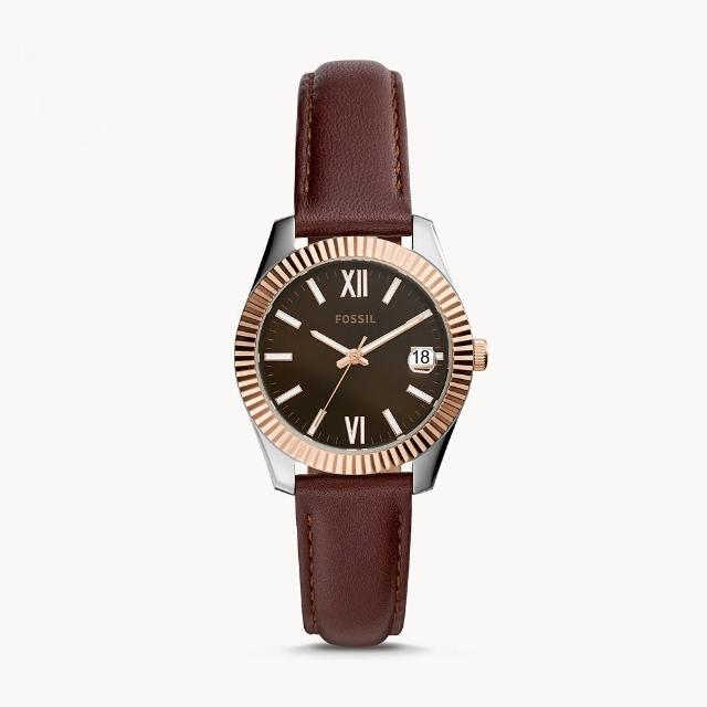 【FOSSIL】迷你棕色皮革錶帶腕錶(ES4822)