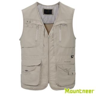 【Mountneer 山林】中性 抗UV多口袋背心-卡其 31V01-19(休閒背心/多功能背心/多口袋背心)