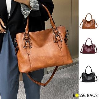 【Rosse Bags】基本款通勤大容量手提肩背包(現+預 棕色 / 紫紅 / 黑色)