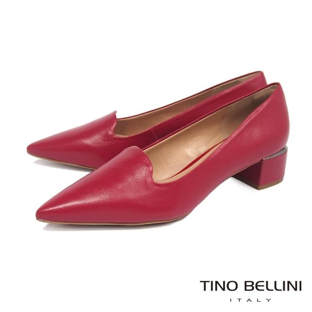 【TINO BELLINI 貝里尼】巴西進口ㄇ形鞋口尖頭中跟鞋FCT0001(紅)