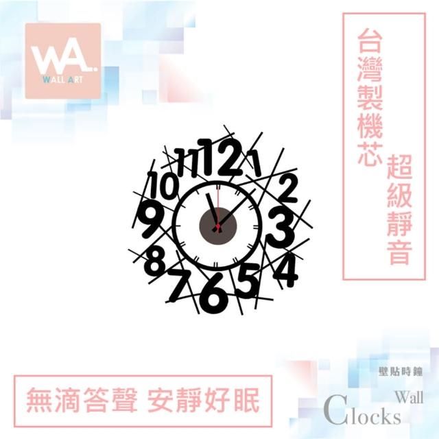 【iINDOORS 英倫家居】無痕設計壁貼時鐘 跳舞數字(台灣製造 超靜音高品質機芯)